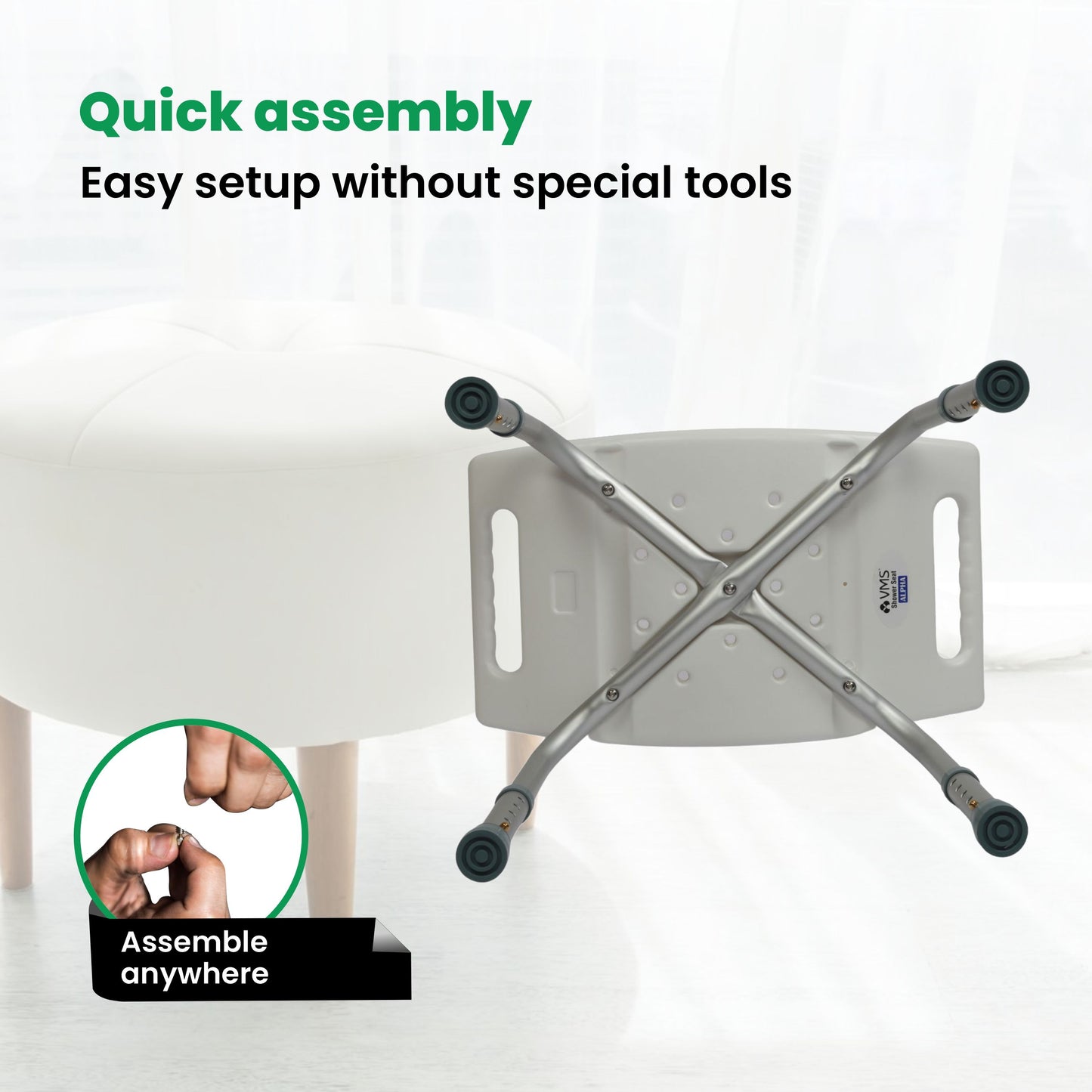 VMS Careline Shower Seat ALPHA Quick Assembly