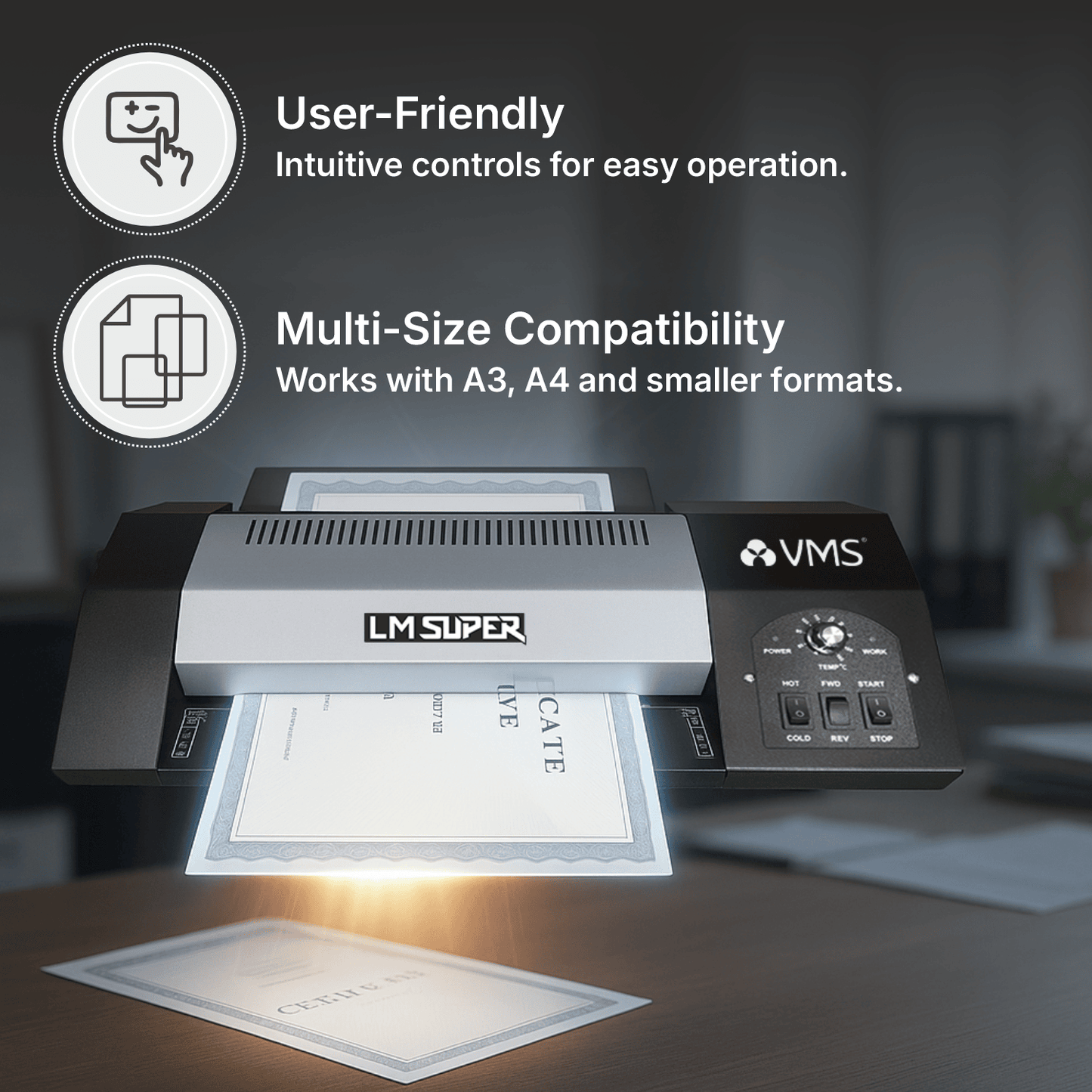 VMS Professional LM Super Heavy Duty Lamination / Laminating Machine Hot & Cold A3 Laminator (Photos ID,I-Card,Documents,Certificate)
