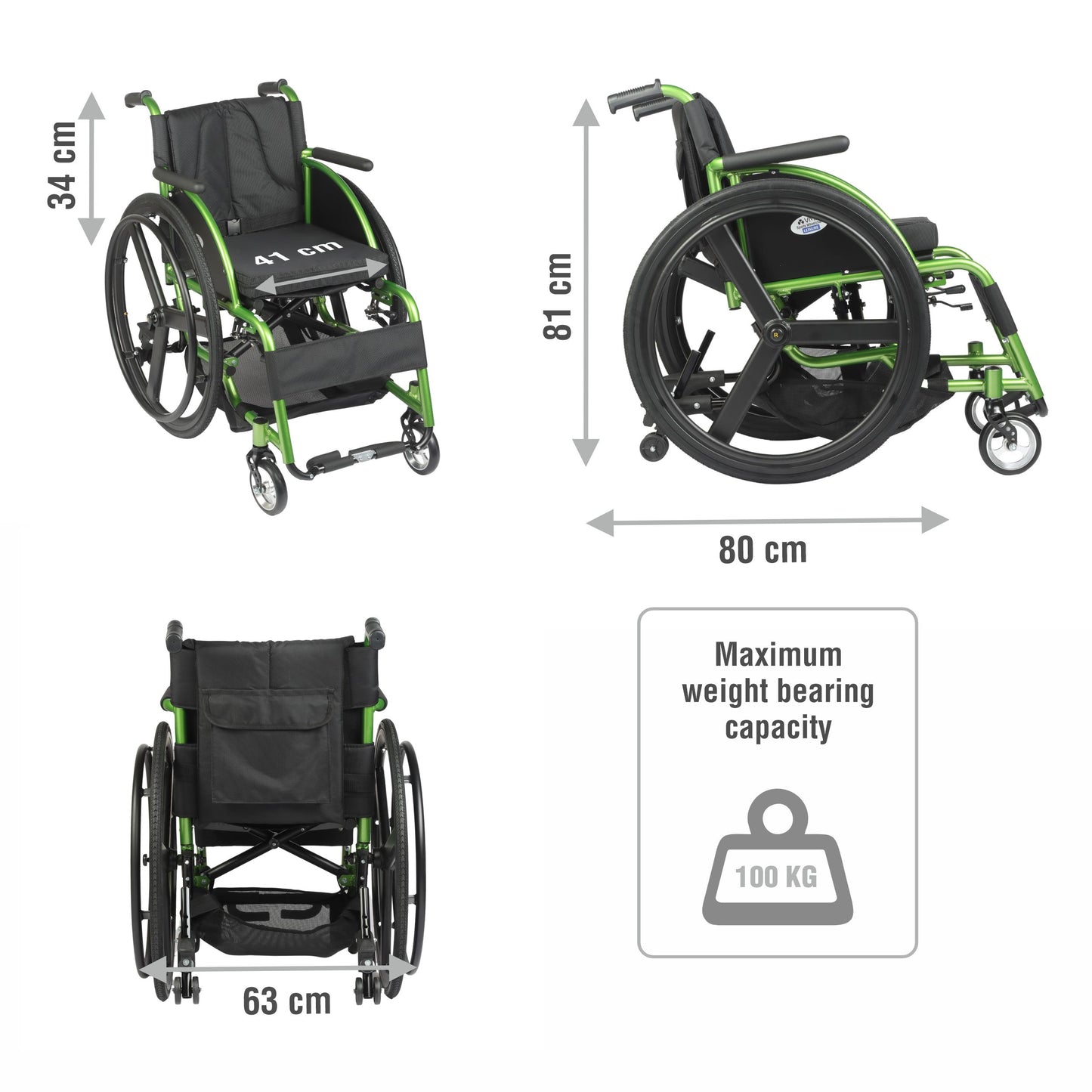 VMS Careline Foldable Sports Wheelchair LEISURE Maximum Weight Bearing Capacity
