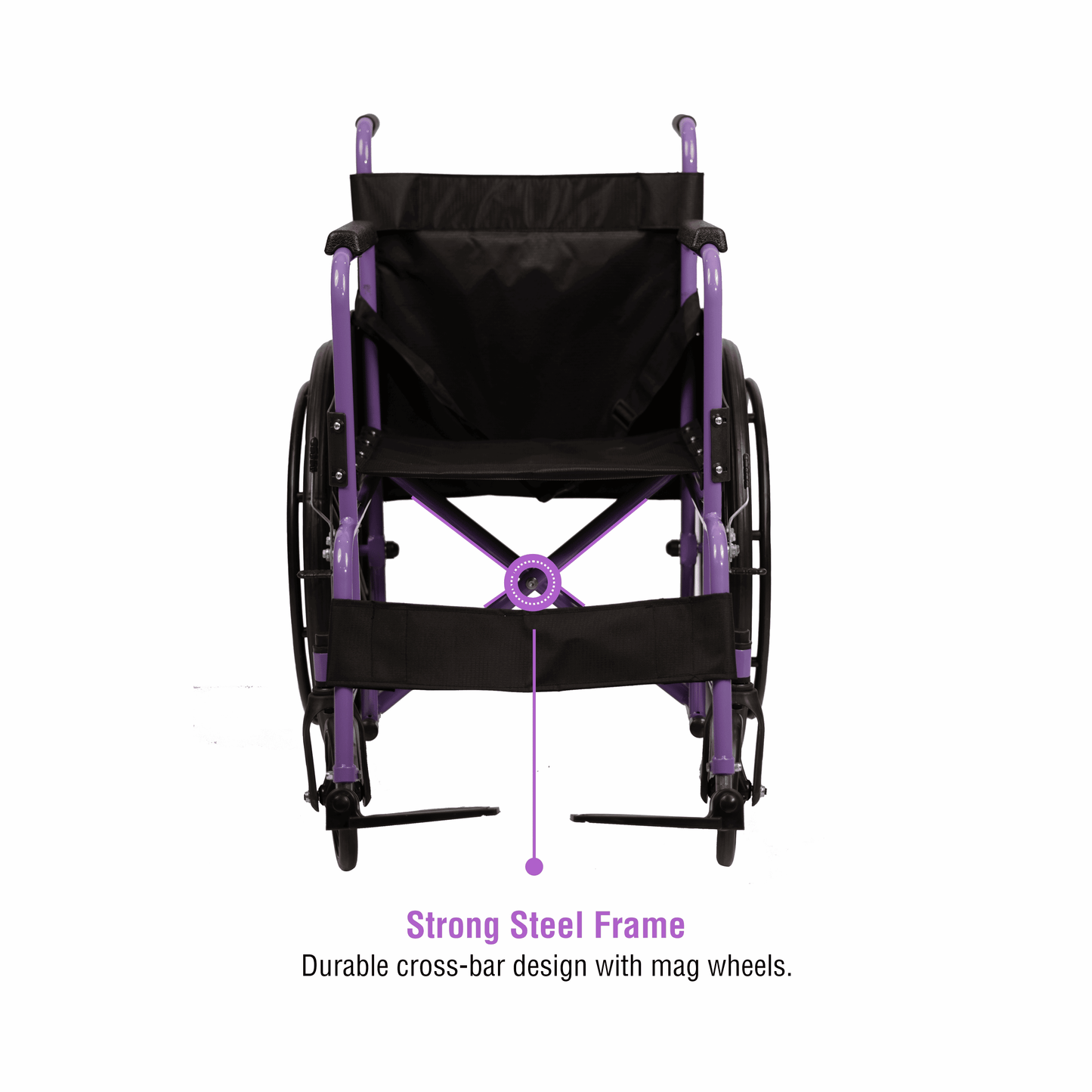 VMS Careline Foldable Wheelchair - Strong Steel Frame