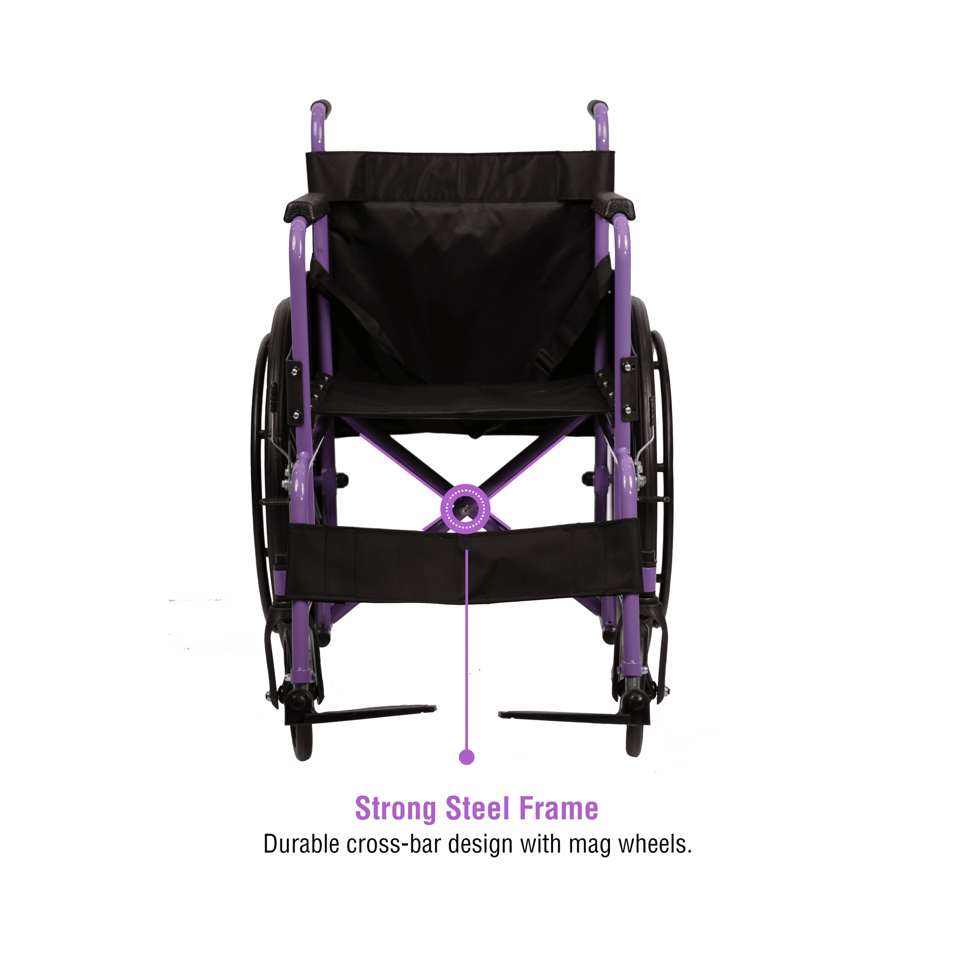 VMS Careline Foldable Wheelchair - Strong Steel Frame
