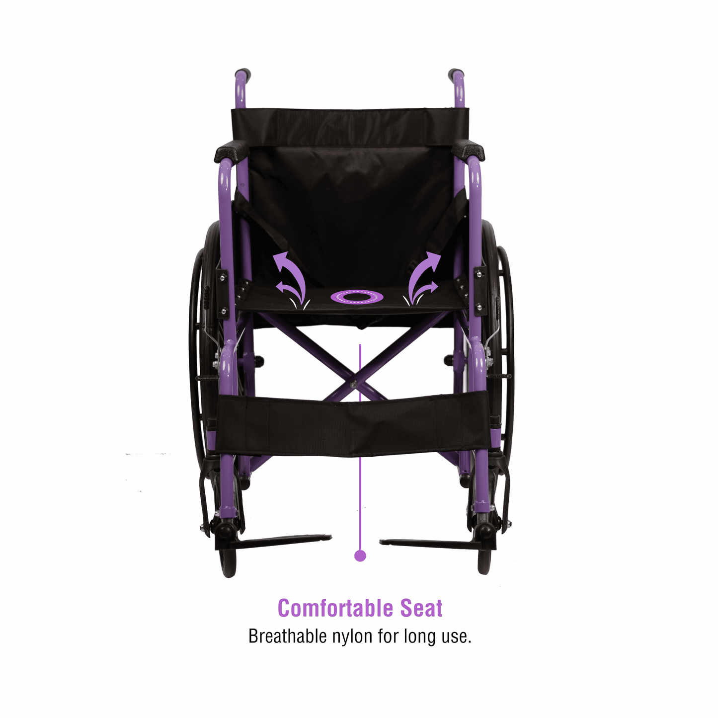 VMS Careline Foldable Manual Wheelchair - Comfortable Seat
