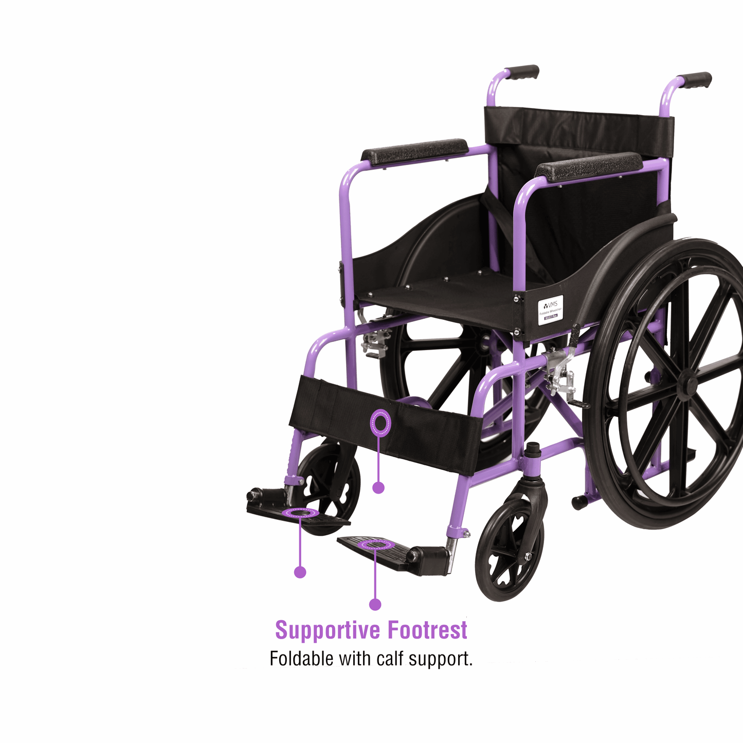 VMS Careline Foldable Manual Wheelchair Supportive Footrest