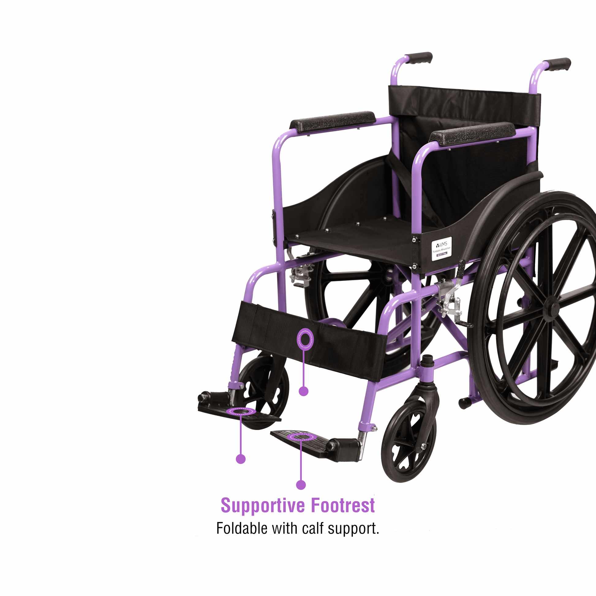 VMS Careline Foldable Manual Wheelchair Supportive Footrest