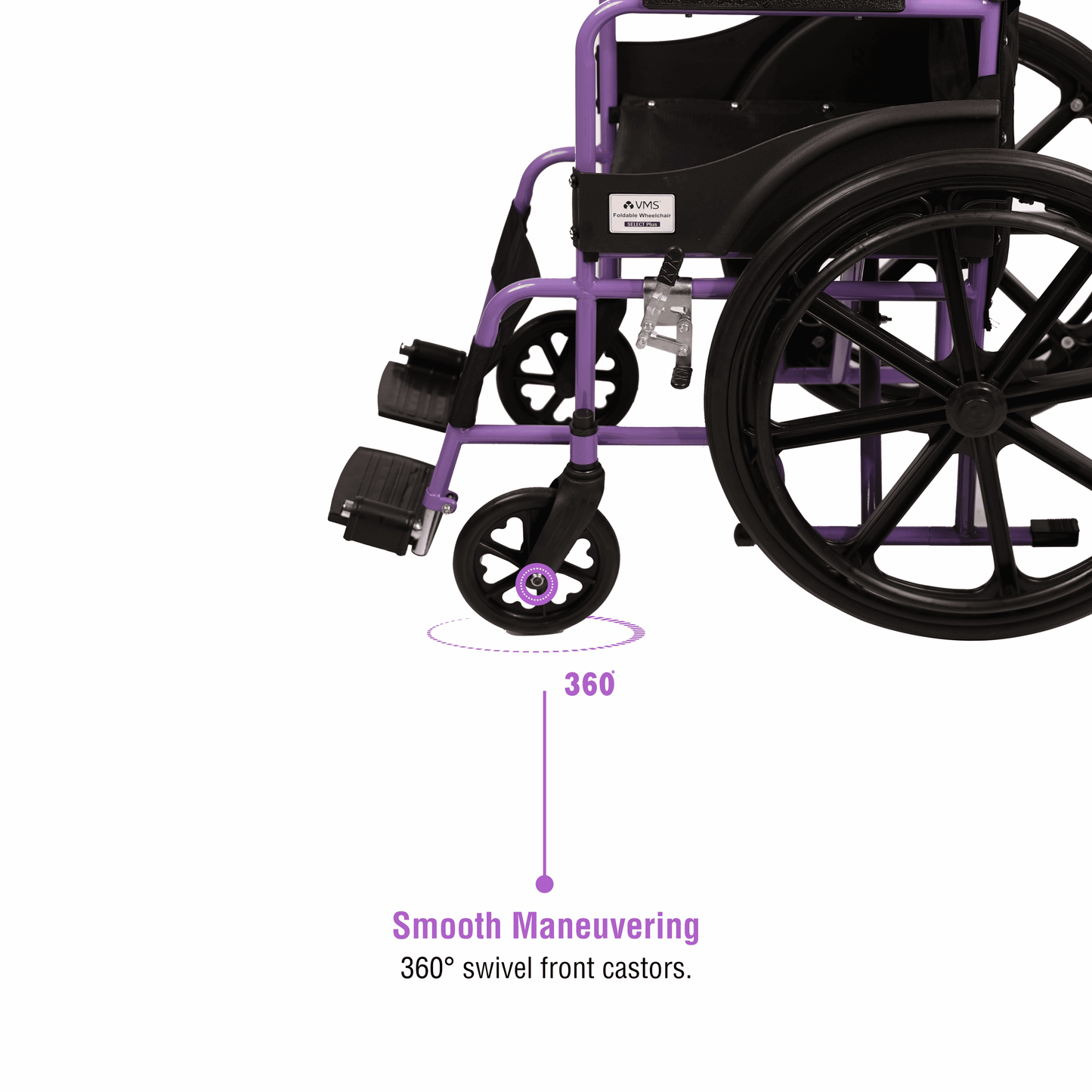 VMS Careline Foldable Manual Wheelchair Smooth Maneuvering