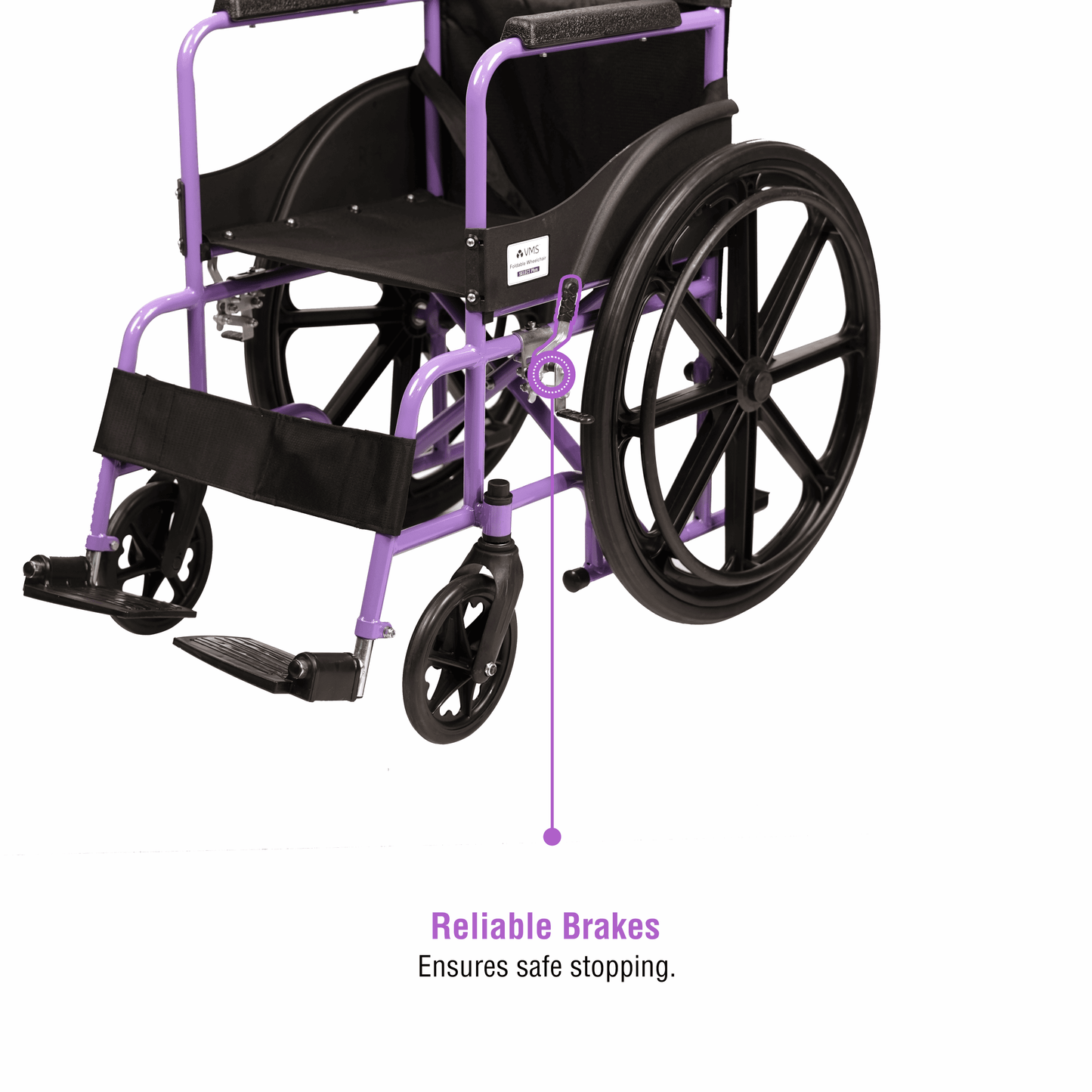VMS Careline Foldable Manual Wheelchair Reliable Brakes
