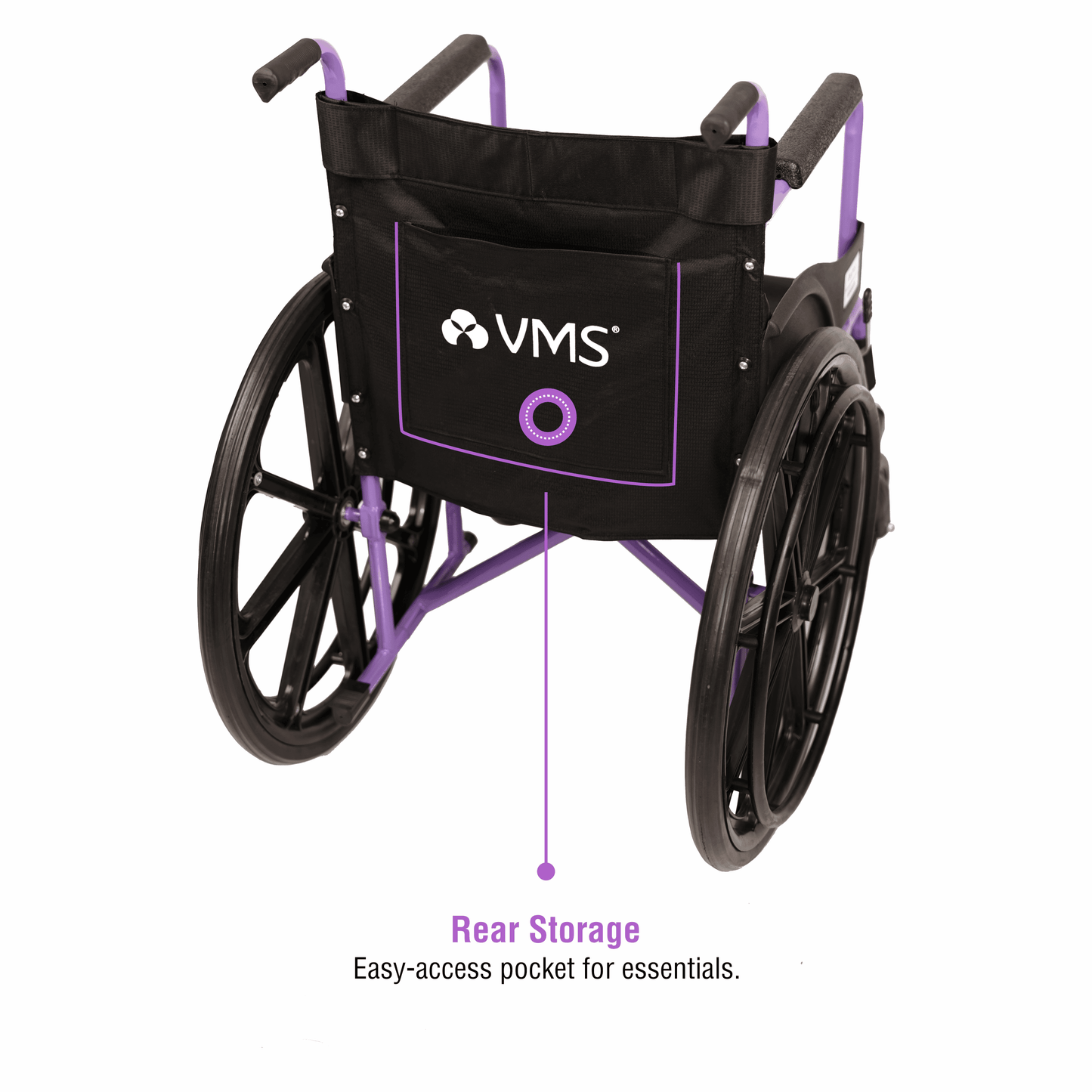 VMS Careline Foldable Manual Wheelchair Rear Storage
