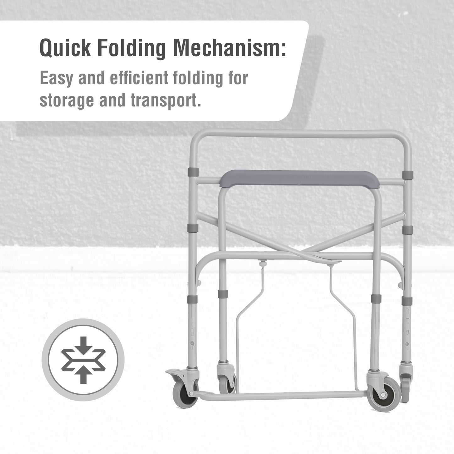 Foldable Commode Wheelchair with Quick Folding Mechanism