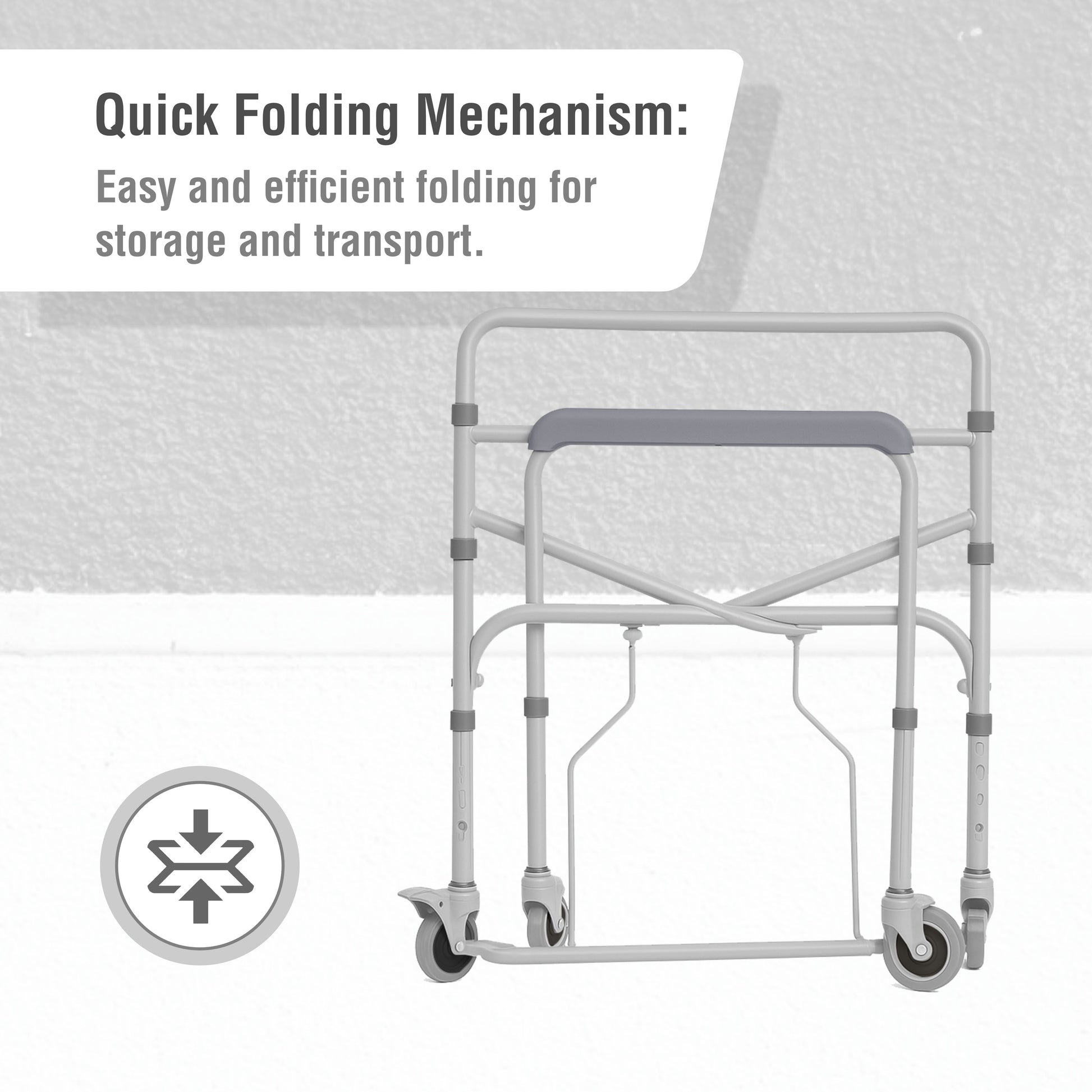 Foldable Commode Wheelchair with Quick Folding Mechanism
