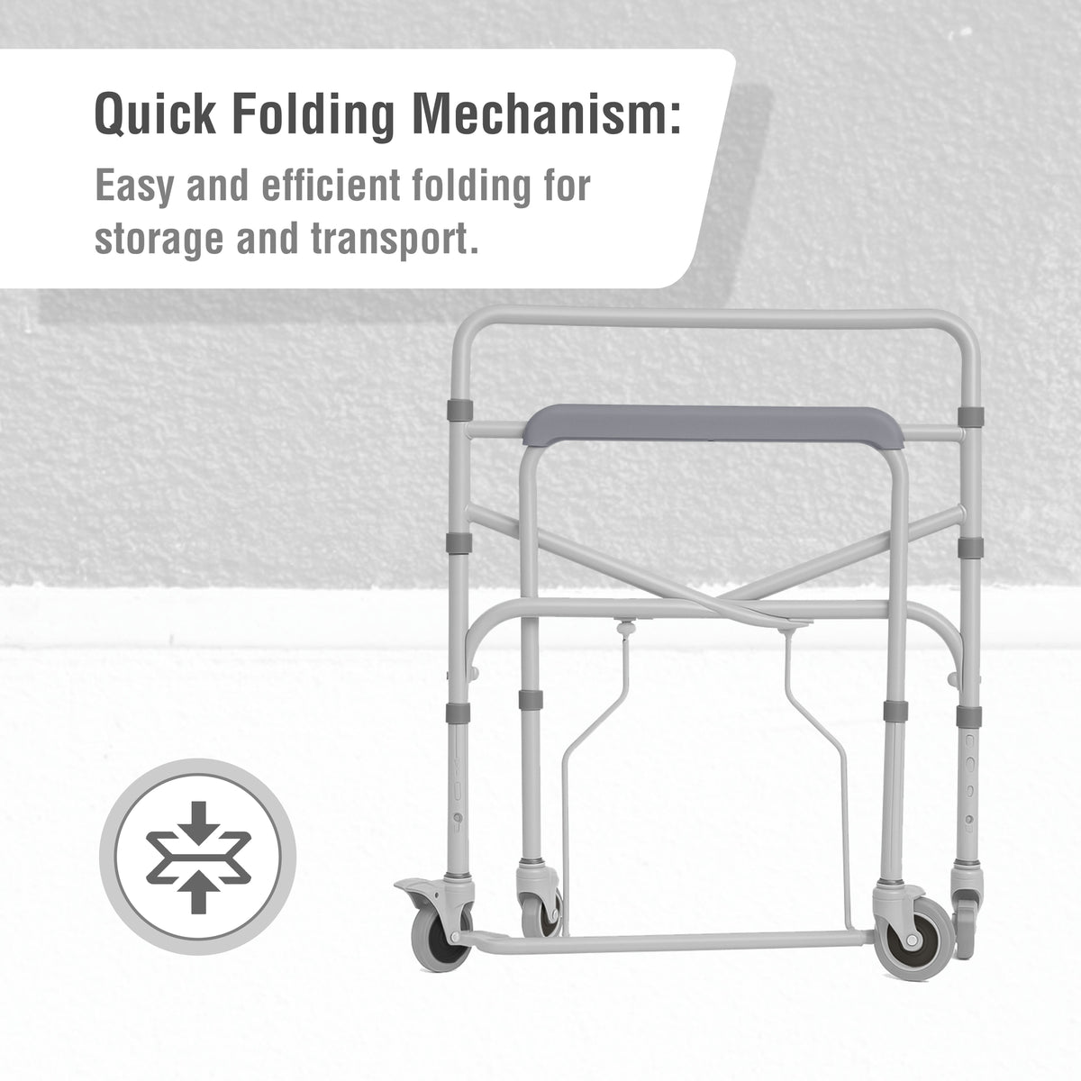 Foldable Commode Wheelchair with Quick Folding Mechanism