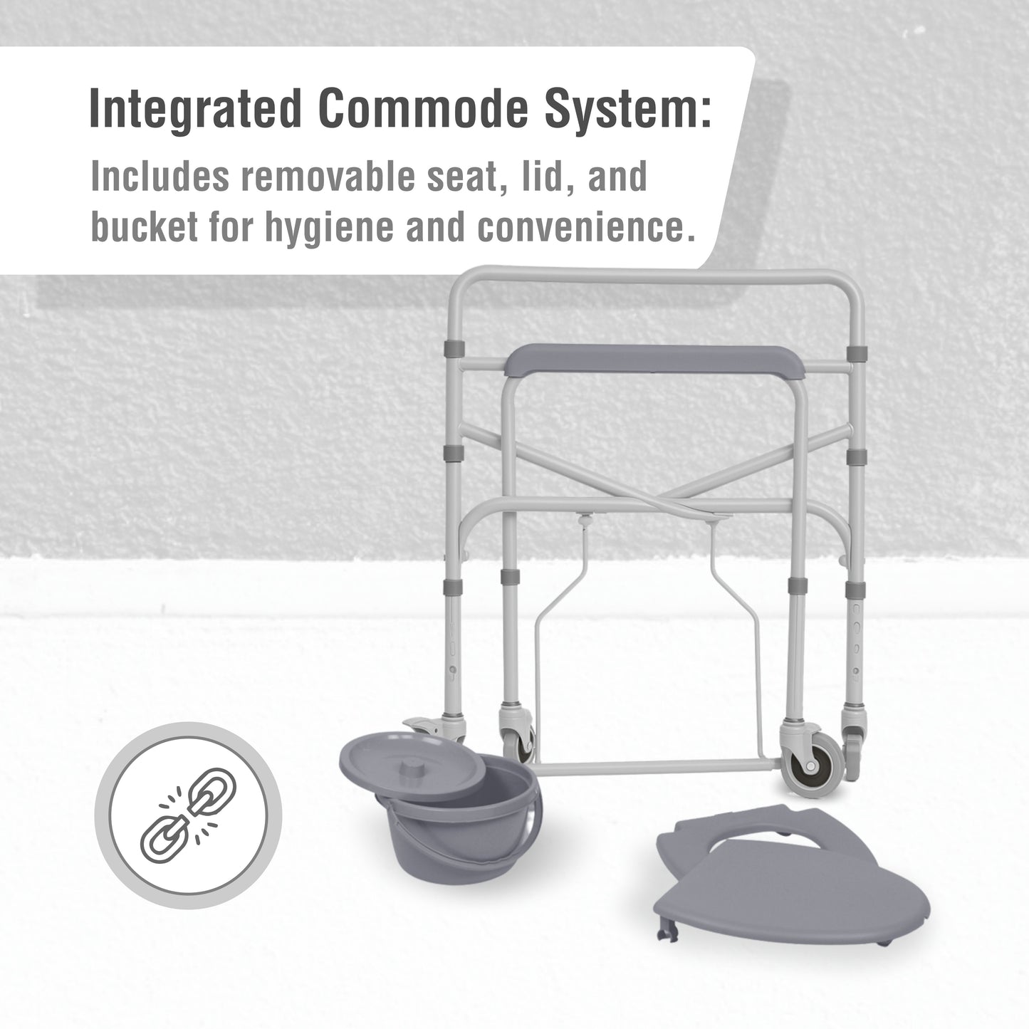 Foldable Commode Wheelchair with Integrated Commode System