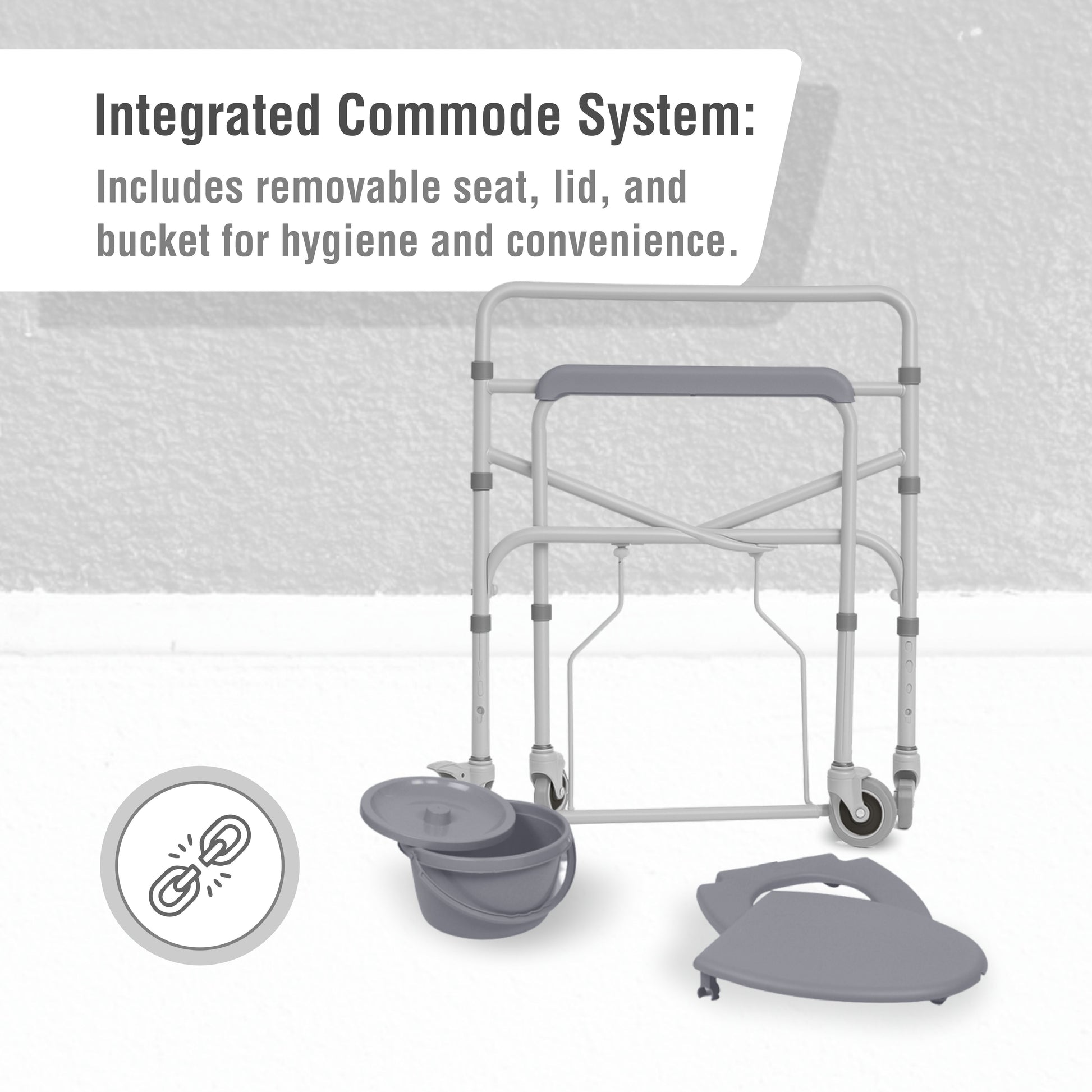 Foldable Commode Wheelchair with Integrated Commode System