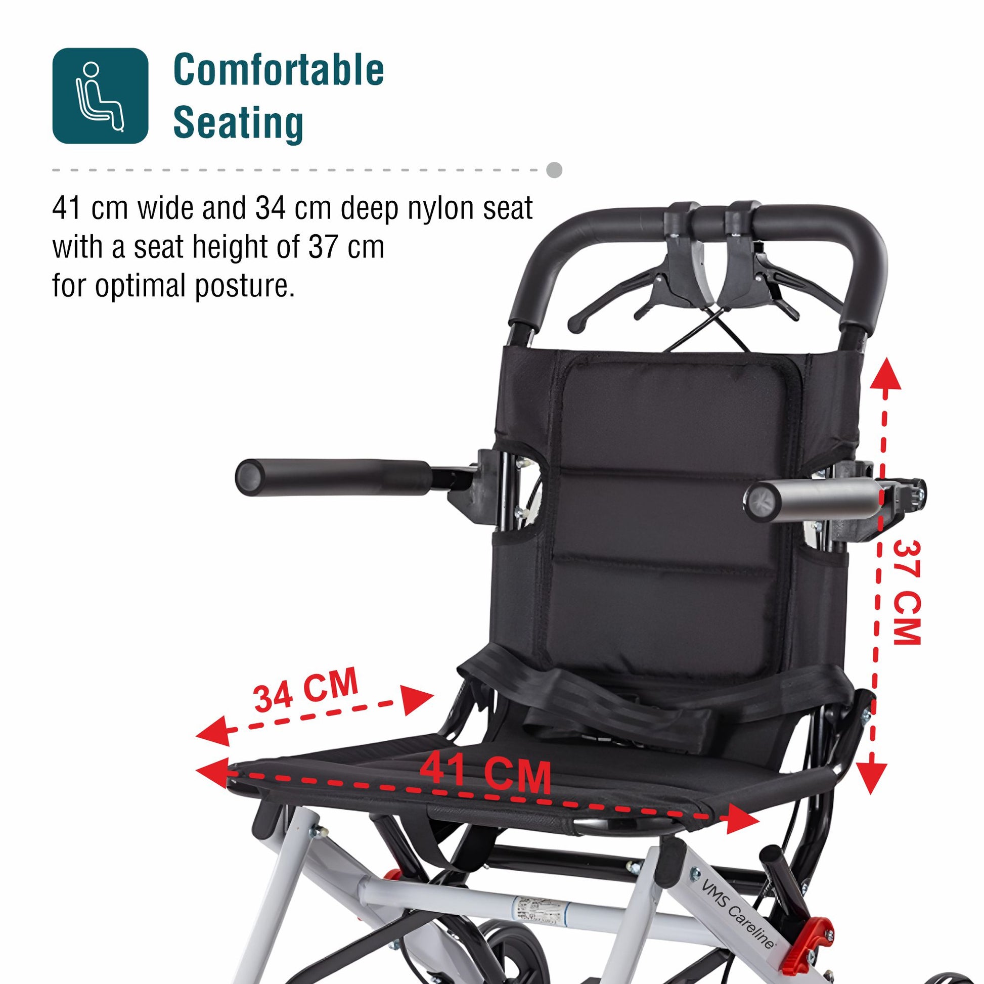 VMS Careline Foldable Wheelchair Comfortable Seating
