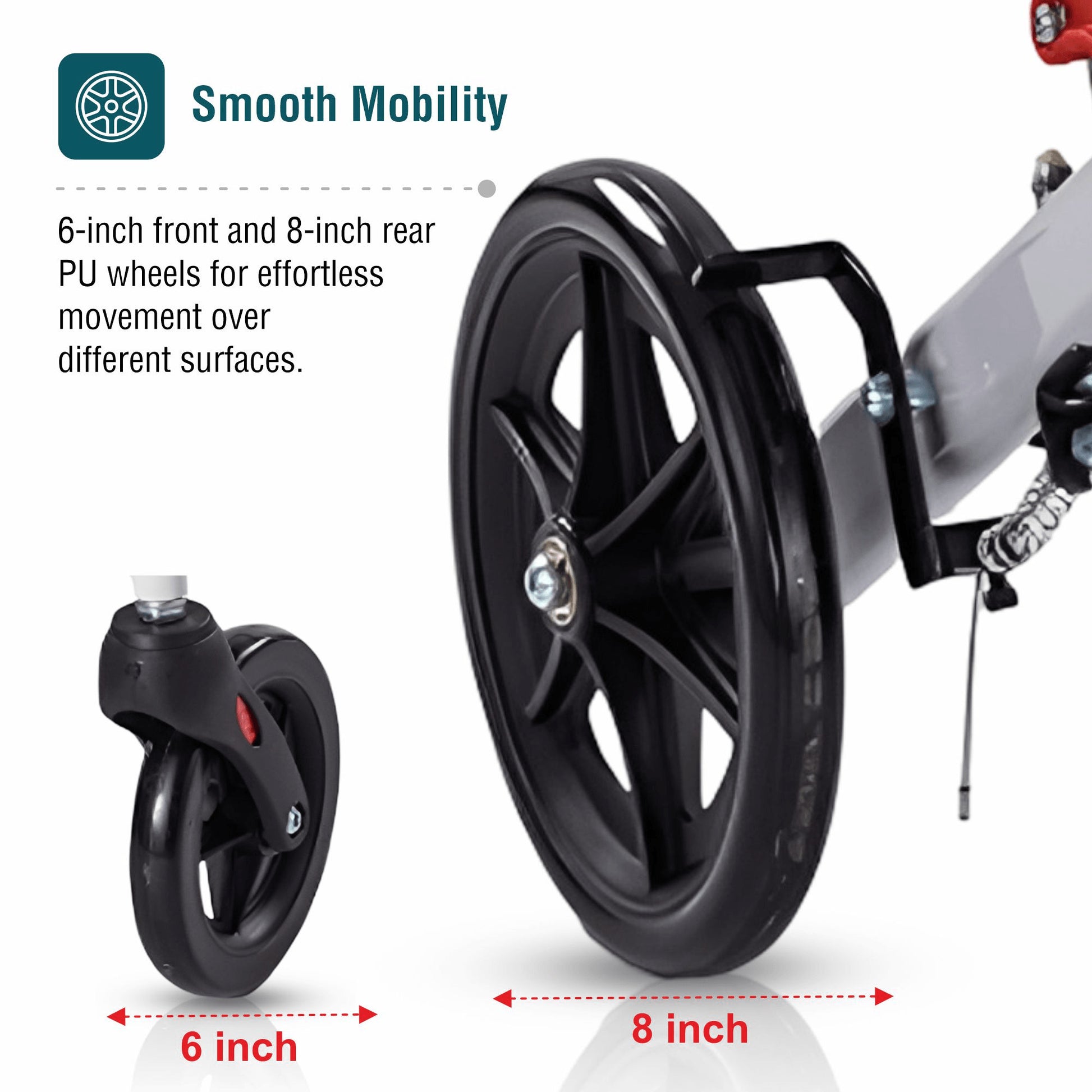 VMS Careline Foldable Wheelchair front Wheel for smooth mobility