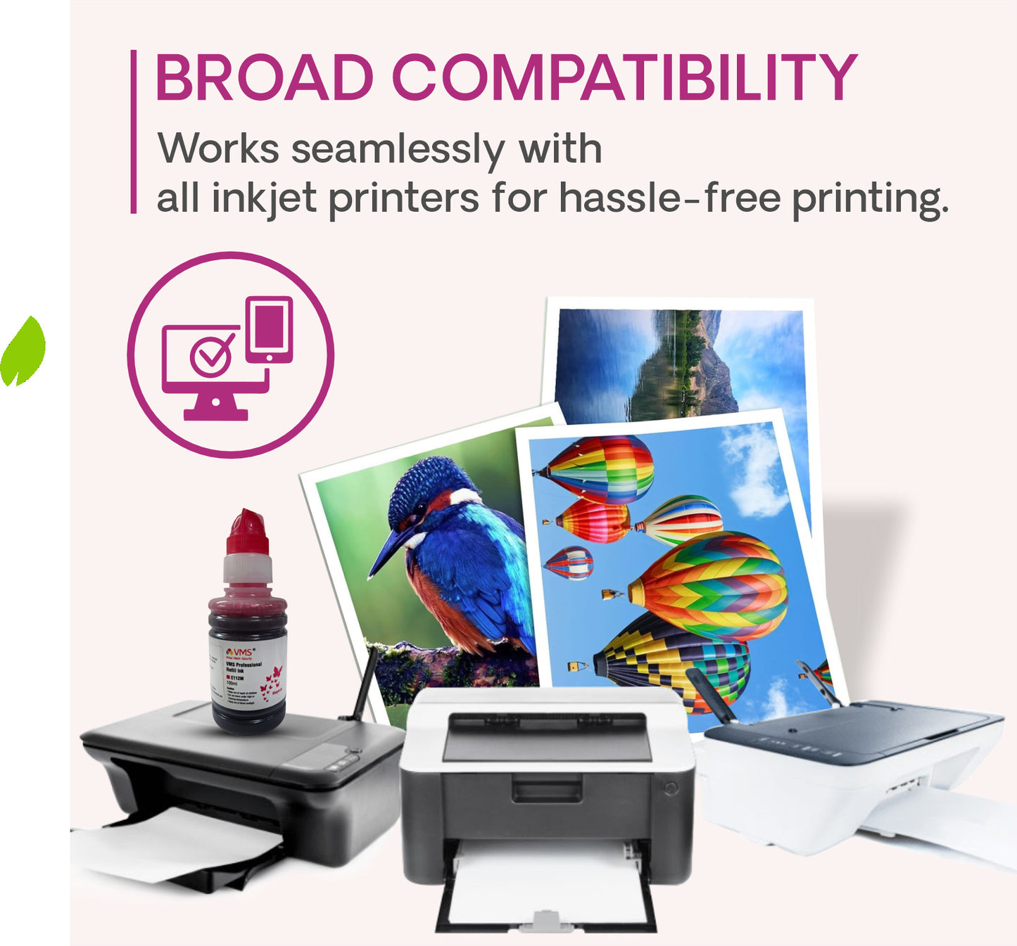 VMS Professional Inkjet Paper Ink Magenta Works with All Inkjet Printers