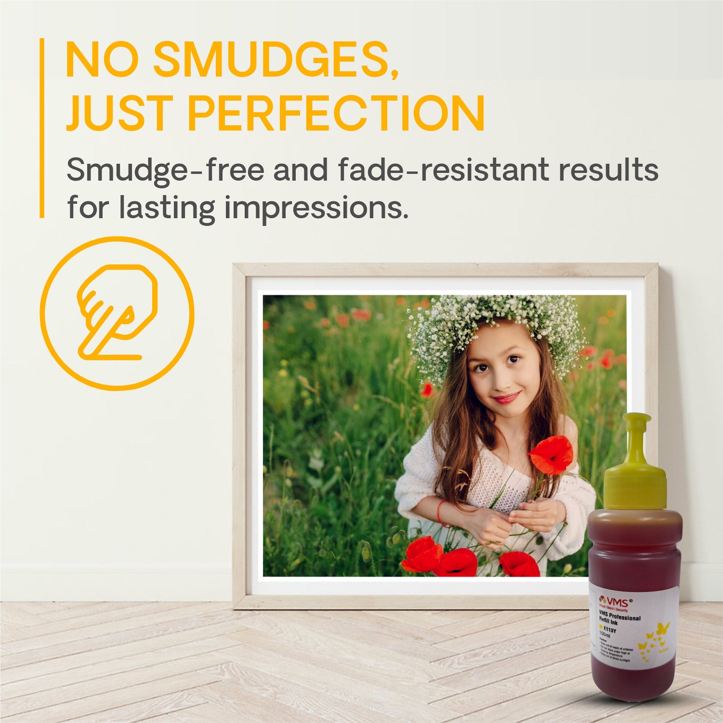 VMS Professional Yellow 100ml Refill Ink for Smudge Free Result