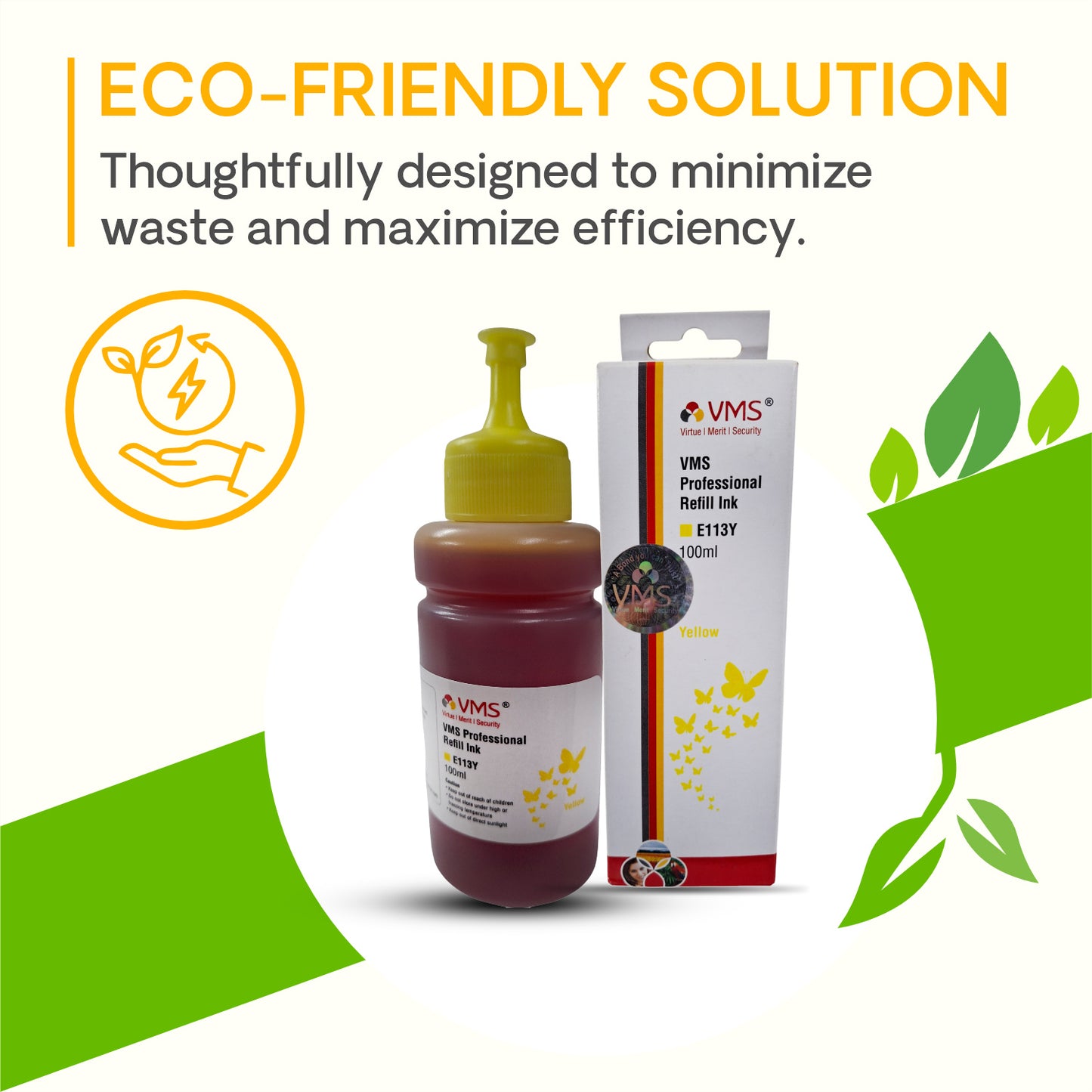 VMS Professional Yellow 100ml Refill Ink for Eco Friendly Solution