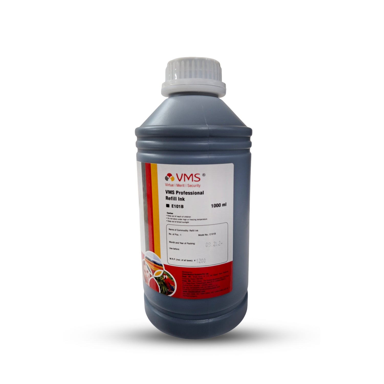 VMS Professional Black 1Ltr Refill Ink Bottle
