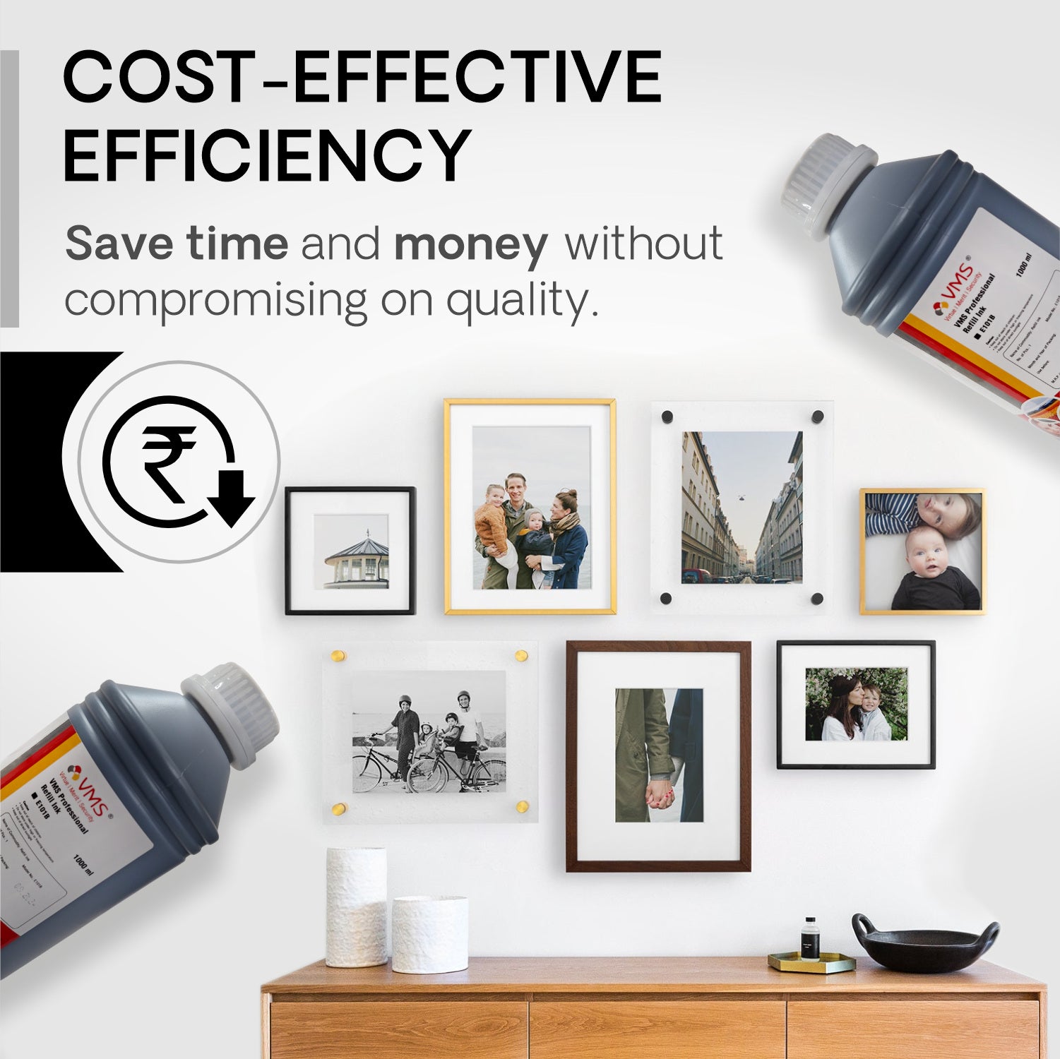 VMS Professional Black 1Ltr Refill Ink Cost Effective Efficiency