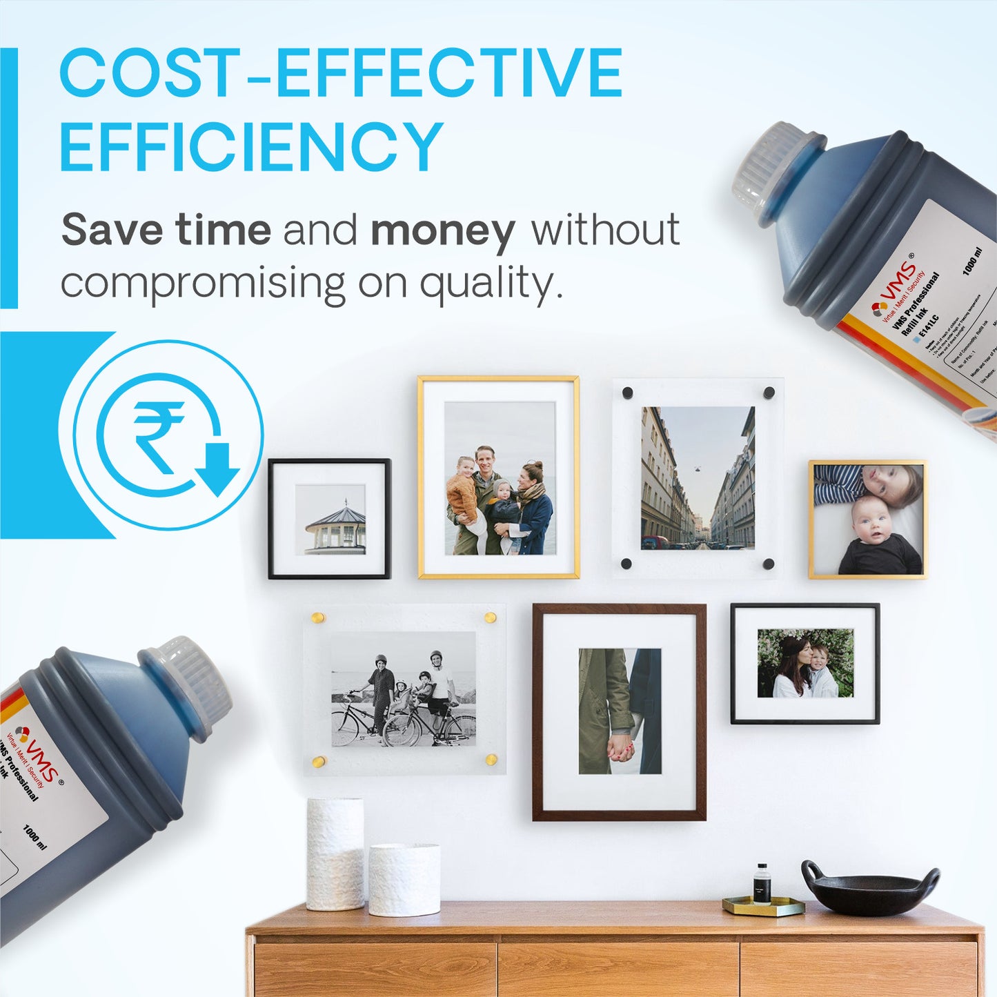 VMS Professional Light Cyan 1Ltr Refill Ink Cost Effective Efficiency
