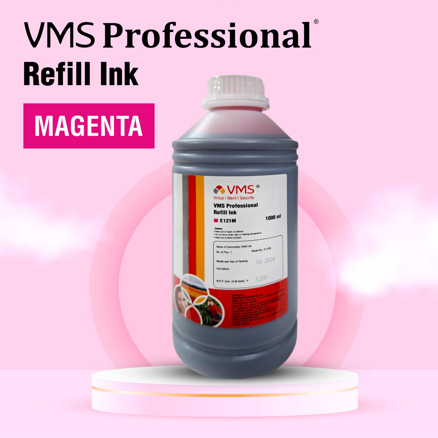 VMS Professional 1Ltr Refill Ink Magenta Color