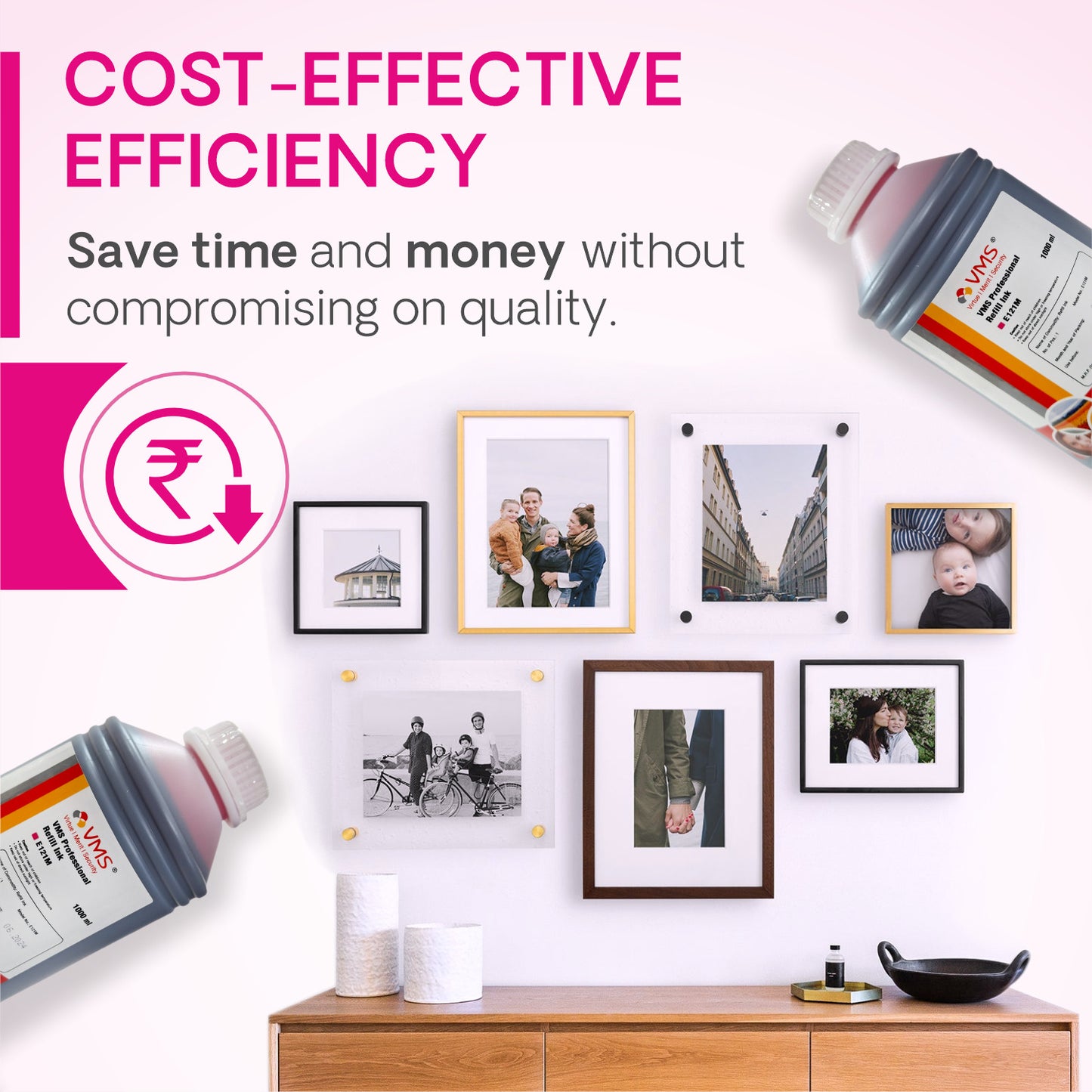 VMS Professional Magenta 1Ltr Refill Ink Cost- Effective Efficiency