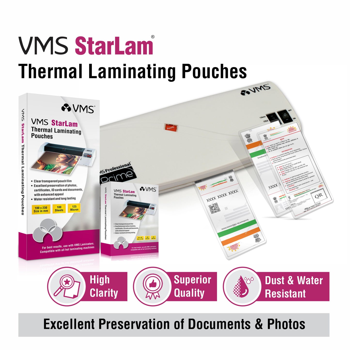 VMS Starlam High Clarity Thermal Laminating Pouches