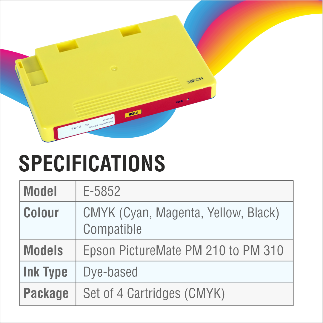 VMS Professional Colour Inkjet Cartridge Specifications