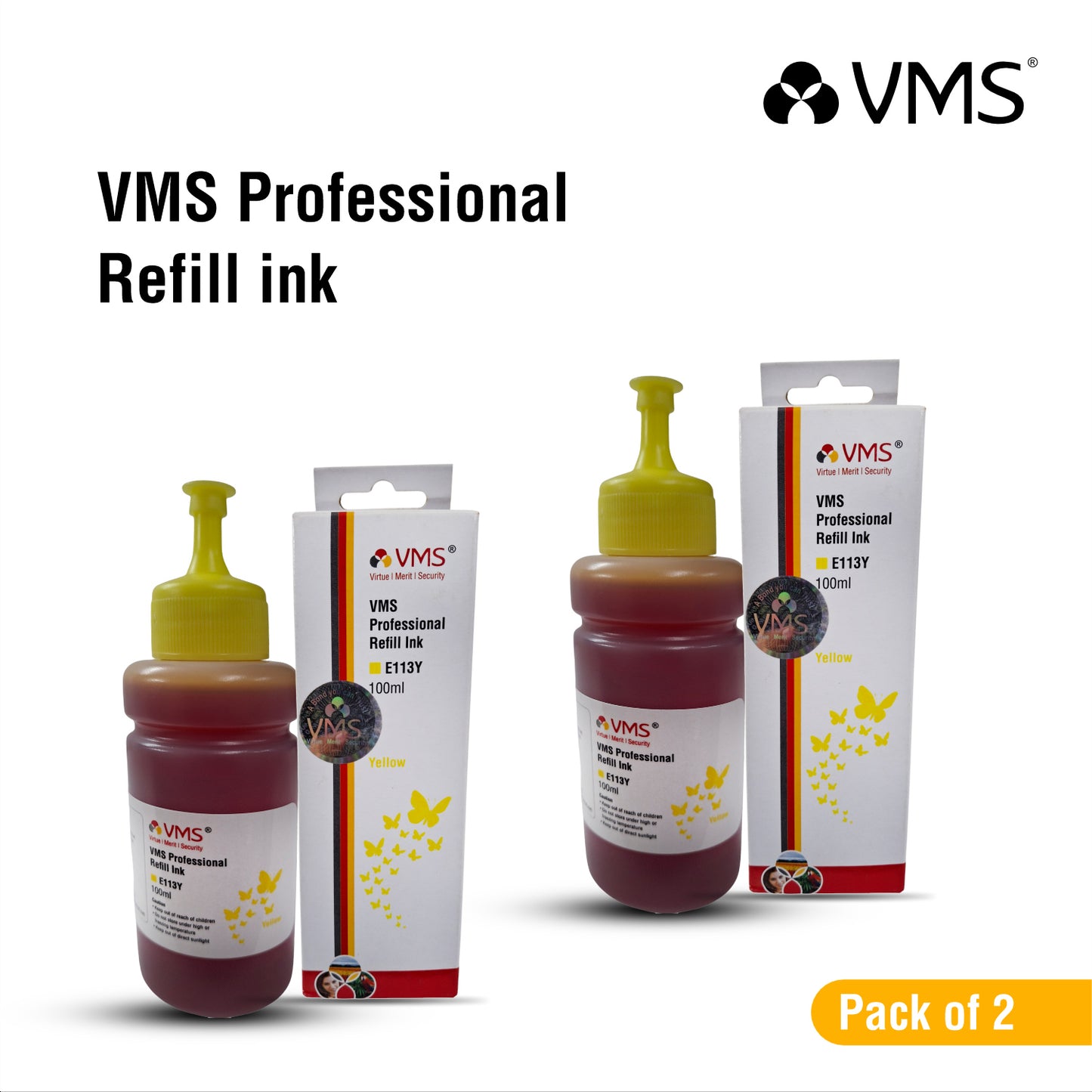 VMS Professional Yellow Refill Ink - Pack of 2
