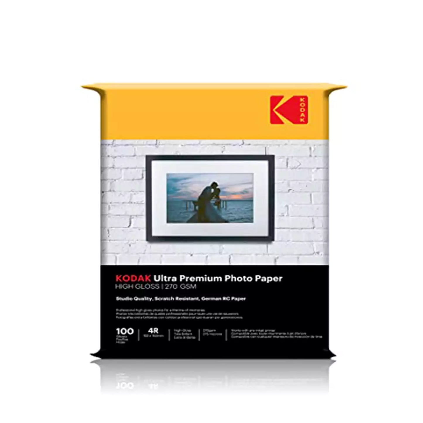 Kodak Ultra Premium 270 GSM 4R (4x6) High Gloss Photo Paper - 100 Sheets Pack Front