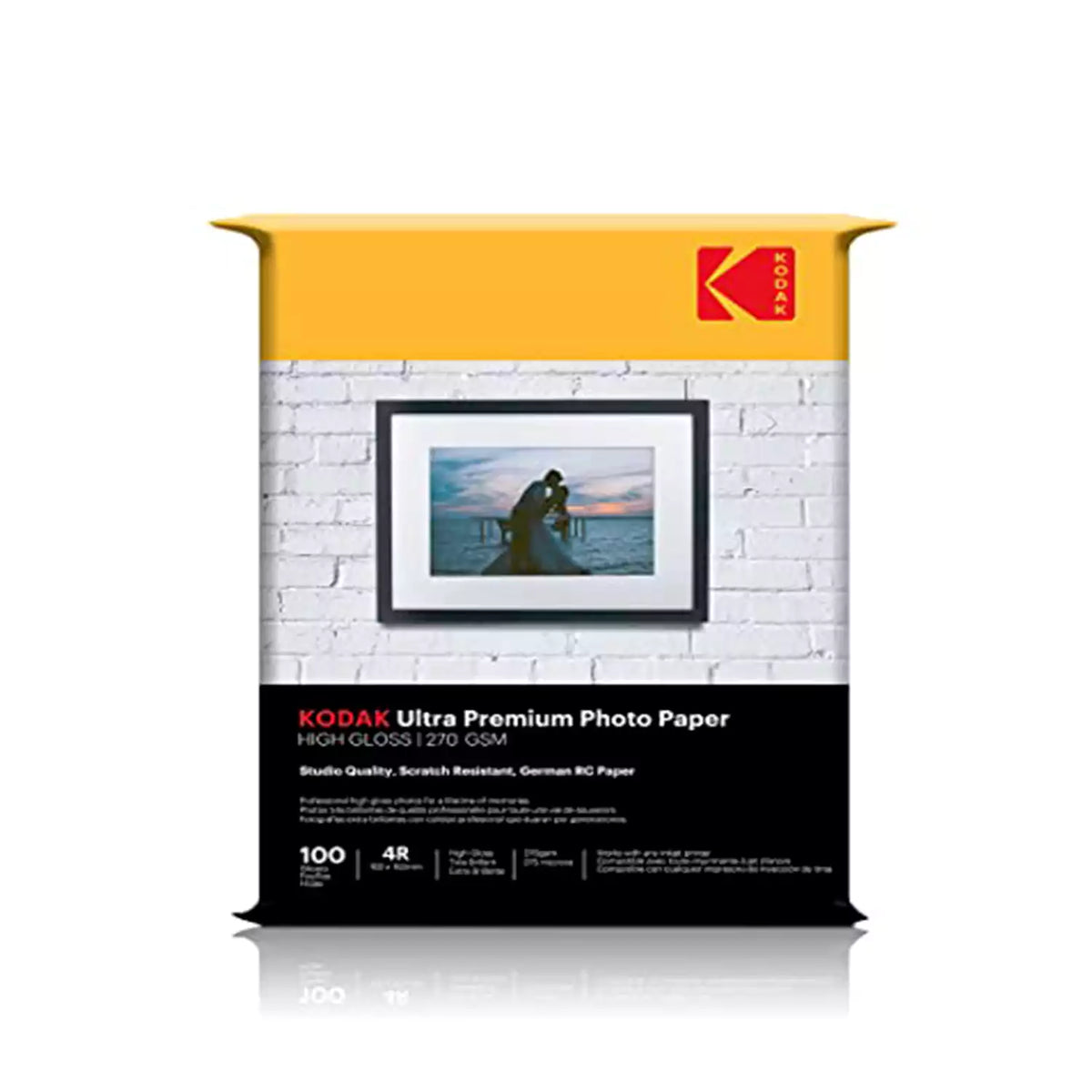 Kodak Ultra Premium 270 GSM 4R (4x6) High Gloss Photo Paper - 100 Sheets Pack Front