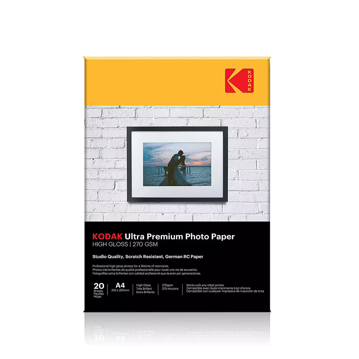 Kodak Ultra Premium 270 GSM A4 High Gloss Photo Paper 20 Sheets Pack Front