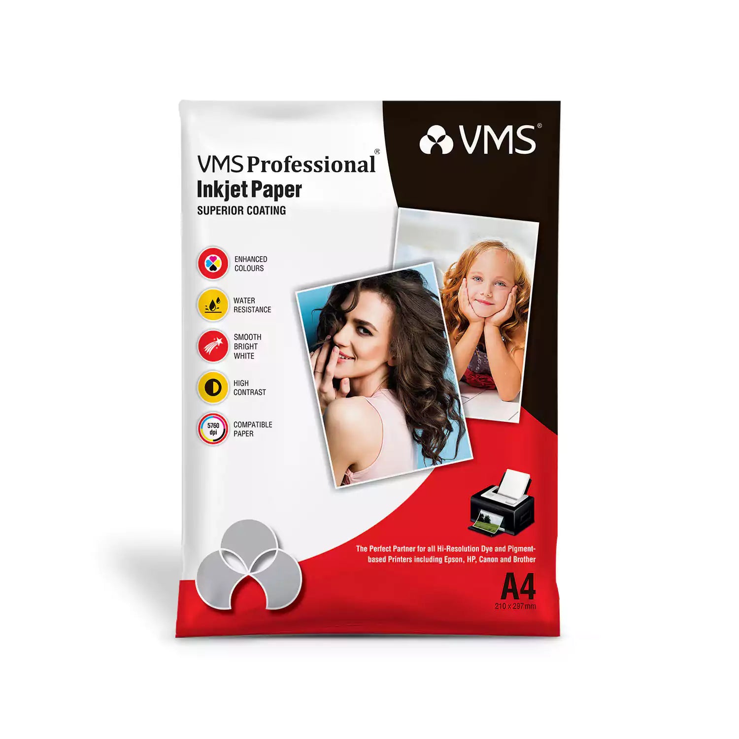 VMS Professional 130 GSM A4 High Gloss Photo Paper 50 Sheets Pack Front