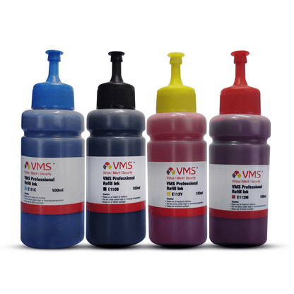 VMS Professional 100ml Refill Ink for All Inkjet Printers - Pack of 4