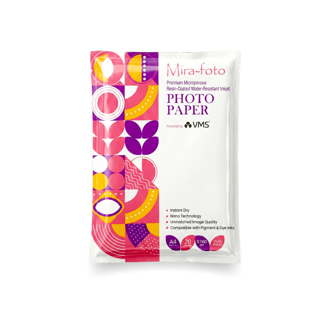 Mira-foto photo paper packaging with colorful design