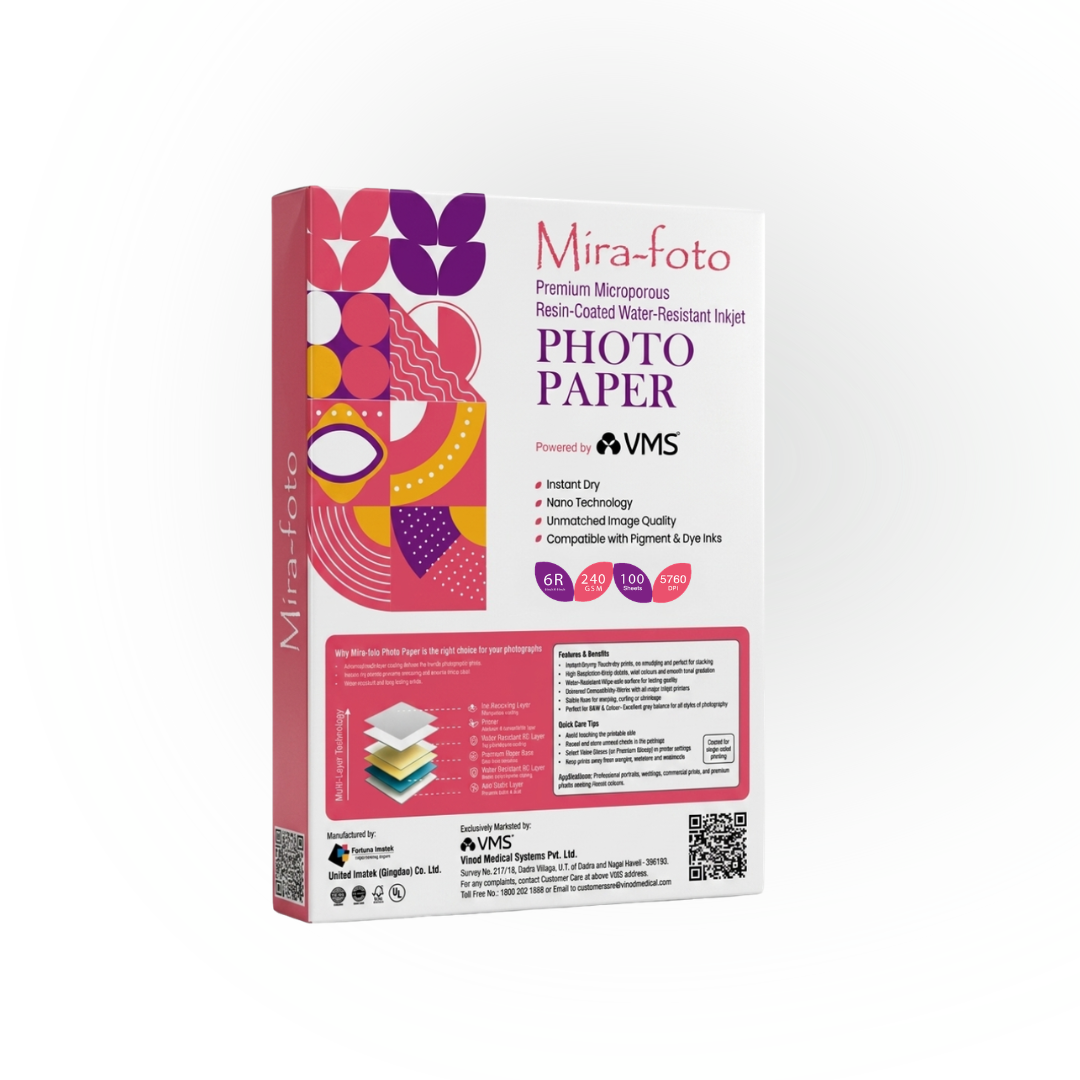 Mira~foto High Gloss Inkjet 240 GSM 6R Photo Paper 6x8 Inch – 100 Sheets