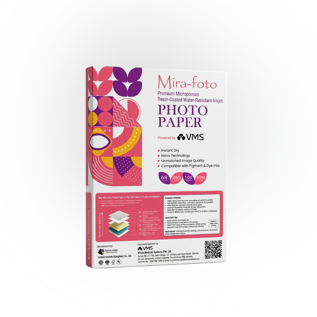 Mira~foto High Gloss Inkjet 260 GSM 6R Photo Paper 6x8 Inch – 100 Sheets