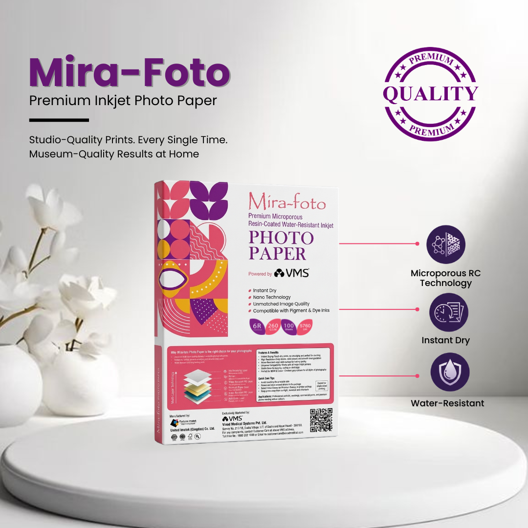 Mira~foto High Gloss Inkjet 260 GSM 6R Photo Paper 6x8 Inch – 100 Sheets