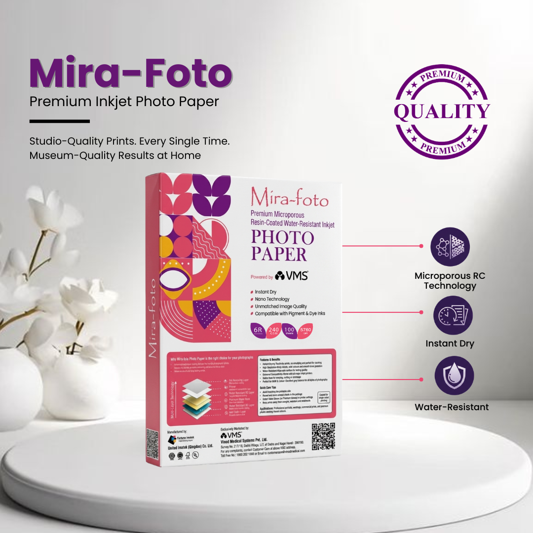 Mira~foto High Gloss Inkjet 240 GSM 6R Photo Paper 6x8 Inch – 100 Sheets