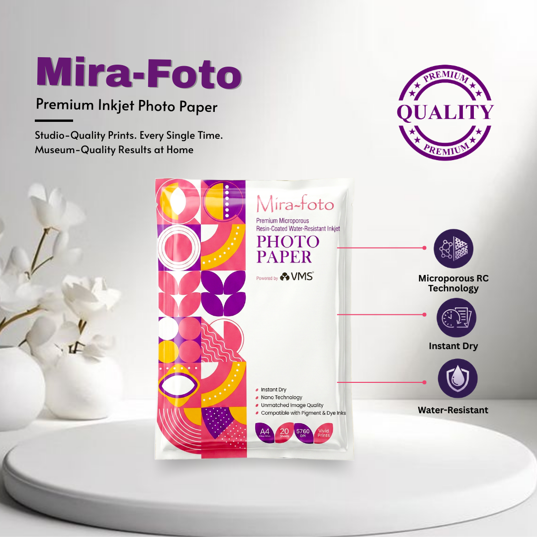 Mira~foto Premium Microporous RC 260 GSM A4 Gloss Photo Paper - 20 Sheets