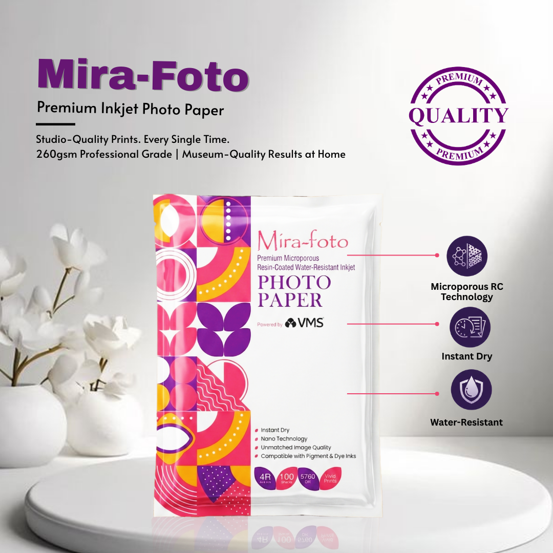 Mira~foto Premium Microporous RC 260 GSM 4R (4x6) Gloss Photo Paper - 100 sheets