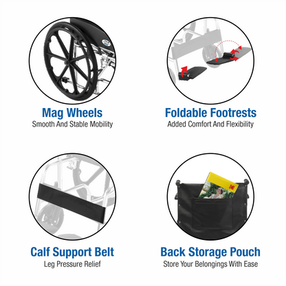 VMS Careline Foldable Manual Wheelchair - Comfort Features