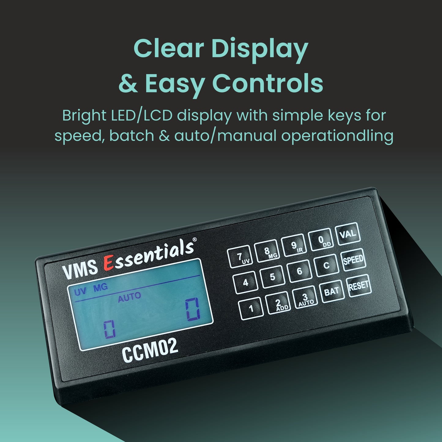 VMS Essentials CCM02 Semi Value Note/Currency Counter - Advanced Counterfeit Detection with UV, MG,IR Sensors and a 1-year offsite Warranty.