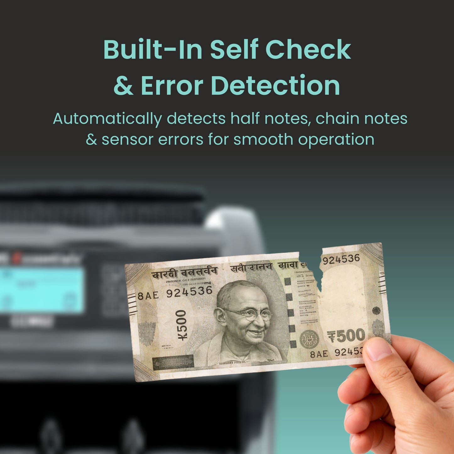 VMS Essentials CCM02 Semi Value Note/Currency Counter - Advanced Counterfeit Detection with UV, MG,IR Sensors and a 1-year offsite Warranty.