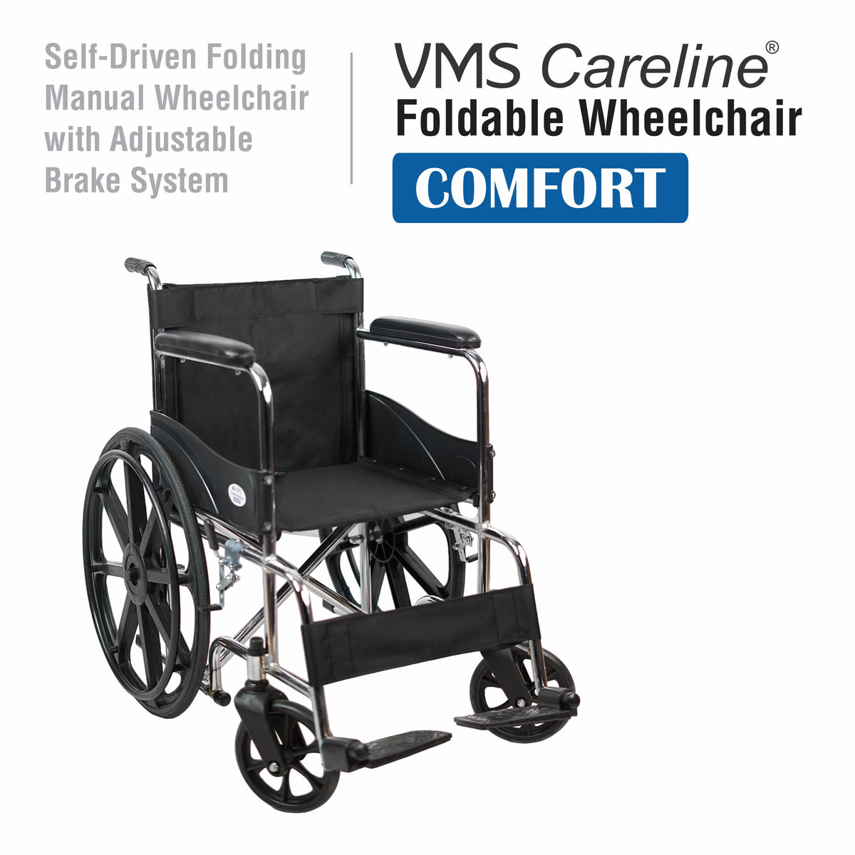 VMS Careline Foldable Manual Wheelchair - Comfort