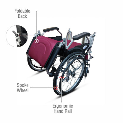 VMS Careline Foldable Transit Wheelchair Backside