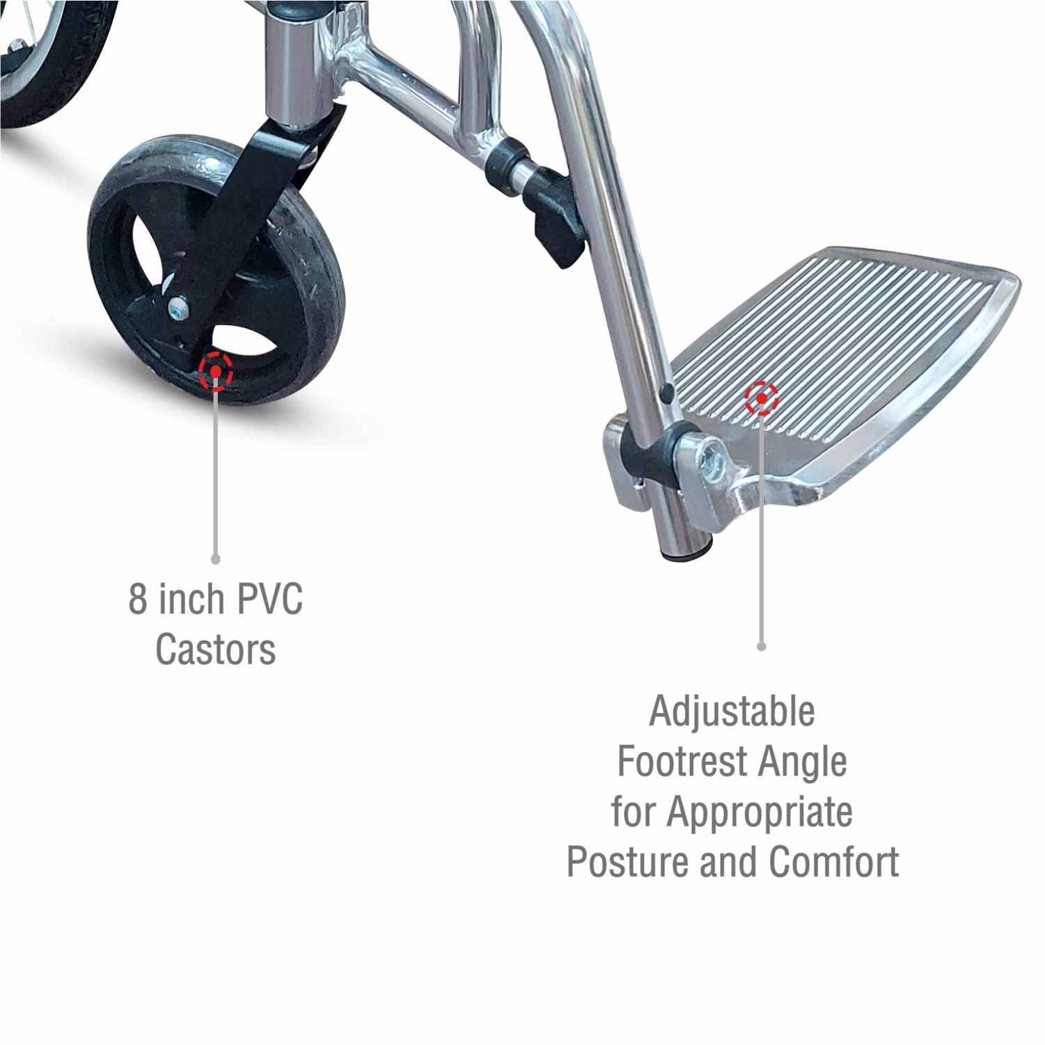 Foldable Transit Wheelchair CRUISE with Adjustable Footrest