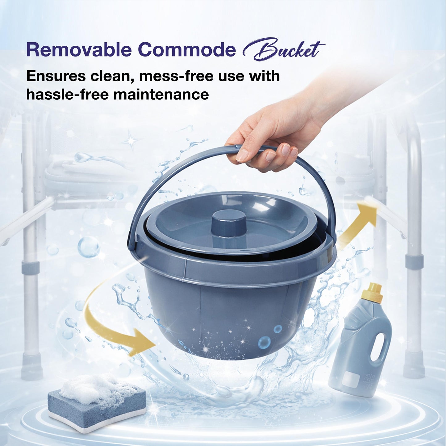 VMS Careline Foldable Commode Chair - CLASSIC