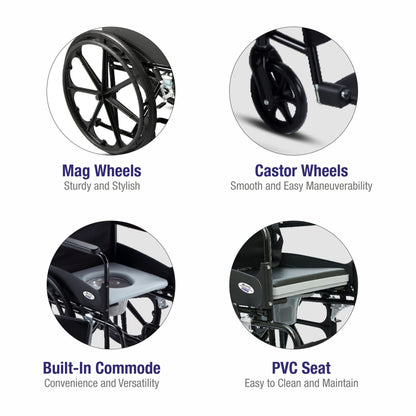 VMS Careline Foldable Commode Wheelchair DELUXE Property