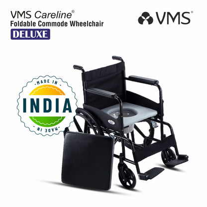 VMS Careline Foldable Commode Wheelchair DELUXE